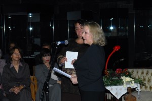 Beïda Chikhi à la promotion du livre Senghor - Šopov : Parallèles de Jasmina Šopova, Skopje, octobre 2006